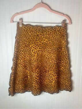 Leopard Print A-Line Skirt Brown animal boho